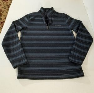 Eddie Bauer Striped 1/4 Zip Knit Fleece Sweater